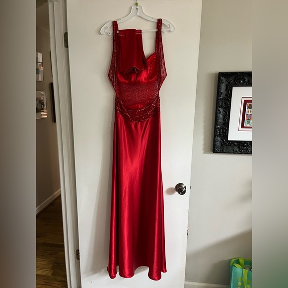Red Backless Prom Dress - Picture 2 of 3